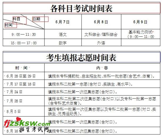 高考时间 高考时间