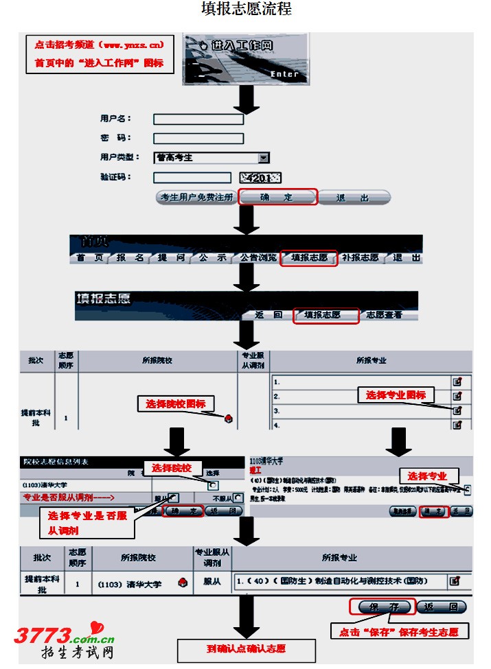 2012年普通高校招生网上填报志愿考生须知