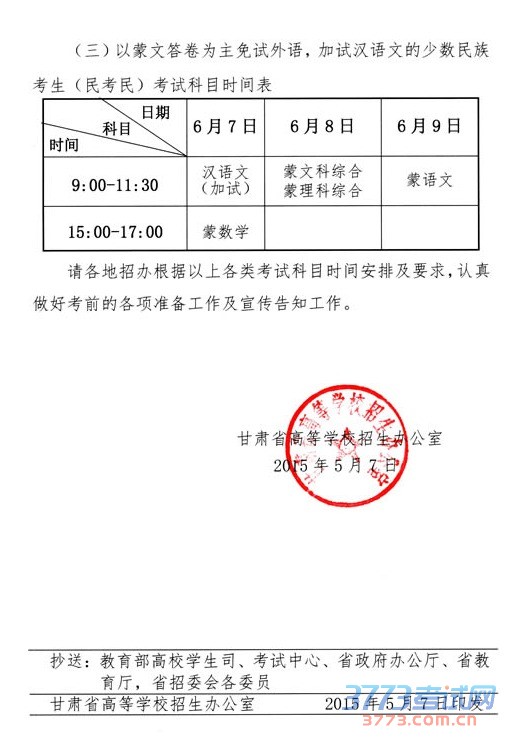 2015ʡͨߵѧУԿĿʱ䰲ŵ֪ͨ