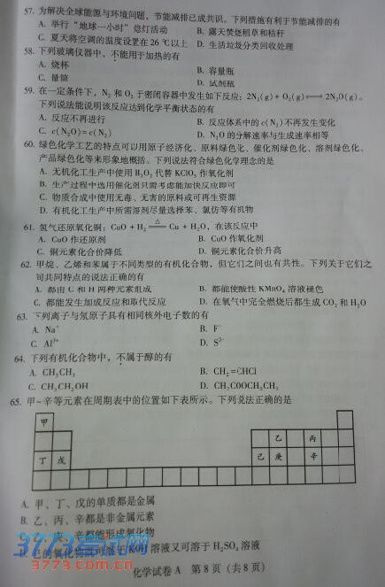 2014广东高中学业水平测试化学试题答案8.jpg 广东高中学业水平考试试题 2014广东学业水平测试化学试题及答案