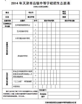 市内六区考生使用志愿表。 市内六区考生使用志愿表。