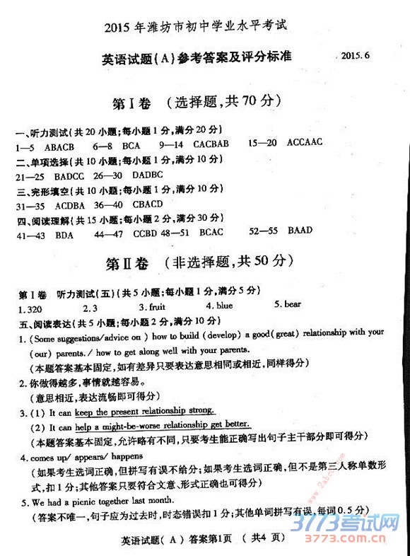 2015ΫпӢԾ 2015ΫгѧҵˮƽӢ